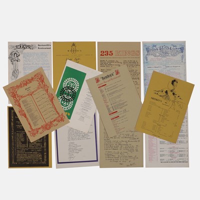 Lot 402 - A collection of twelve London menu cards
