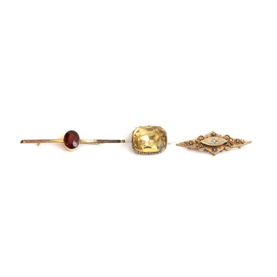 Lot 268 - A group of two antique bar brooches and one brooch