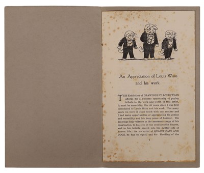 Lot 97 - An exhibition booklet for the 'Exhibition of Drawings by Louis Wain'