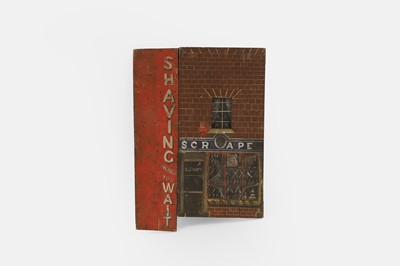 Lot 174 - A Victorian trick scenery board of a barber shop