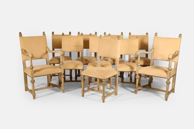Lot 161 - A set of ten painted oak dining chairs
