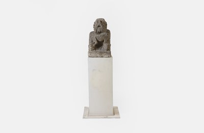 Lot 23 - A Medieval carved stone corbel of a saint