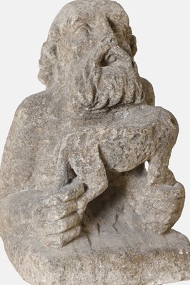 Lot 23 - A Medieval carved stone corbel of a saint
