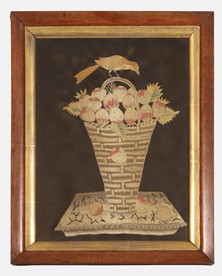 Lot A George III silk needlework picture