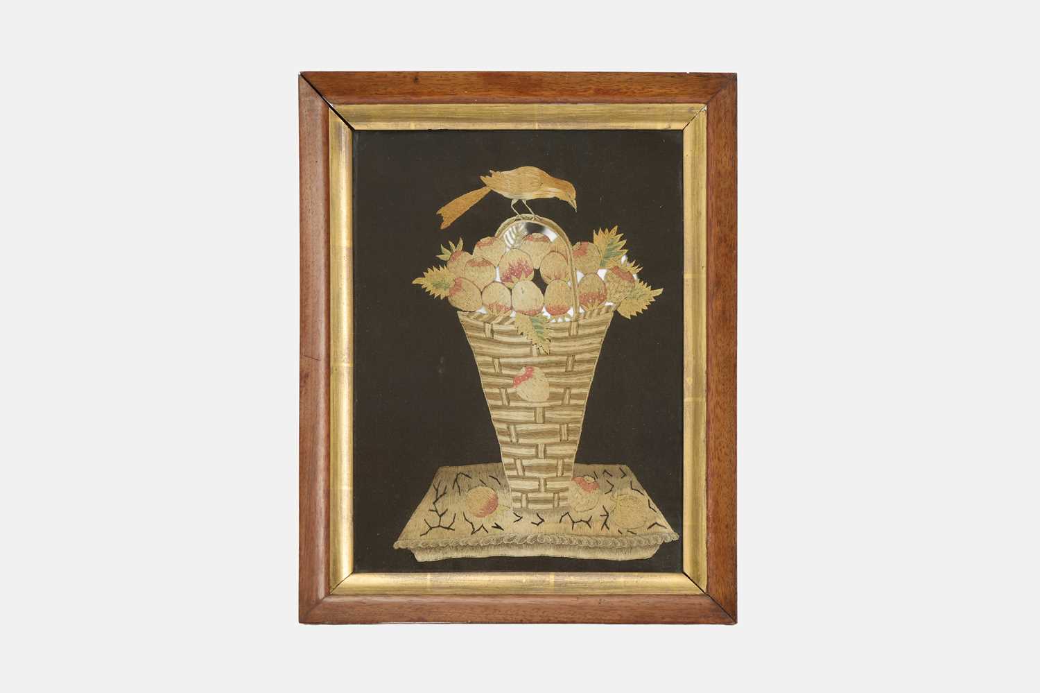 Lot A George III silk needlework picture