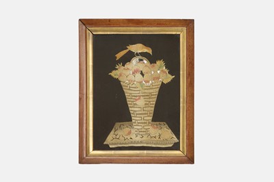 Lot A George III silk needlework picture