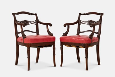 Lot 301 - A pair of Regency mahogany elbow armchairs