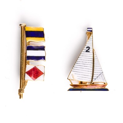 Lot 223 - Two enamelled brooches