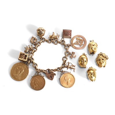Lot 359 - A gold charm bracelet
