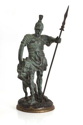 Lot 254 - A patinated bronze of a Roman soldier