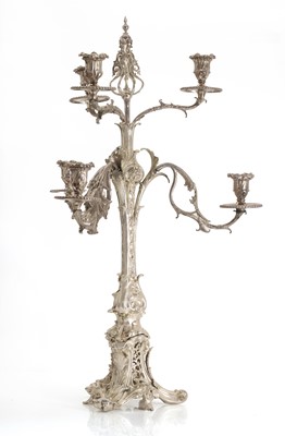 Lot 6 - A silver-plated and white metal candelabra