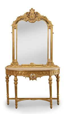 Lot 519 - French style giltwood console table and mirror