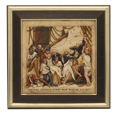 Lot 327 - A reconstituted coloured marble plaque
