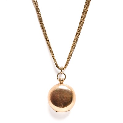 Lot 365 - A guard chain with rolled gold coin holder pendant