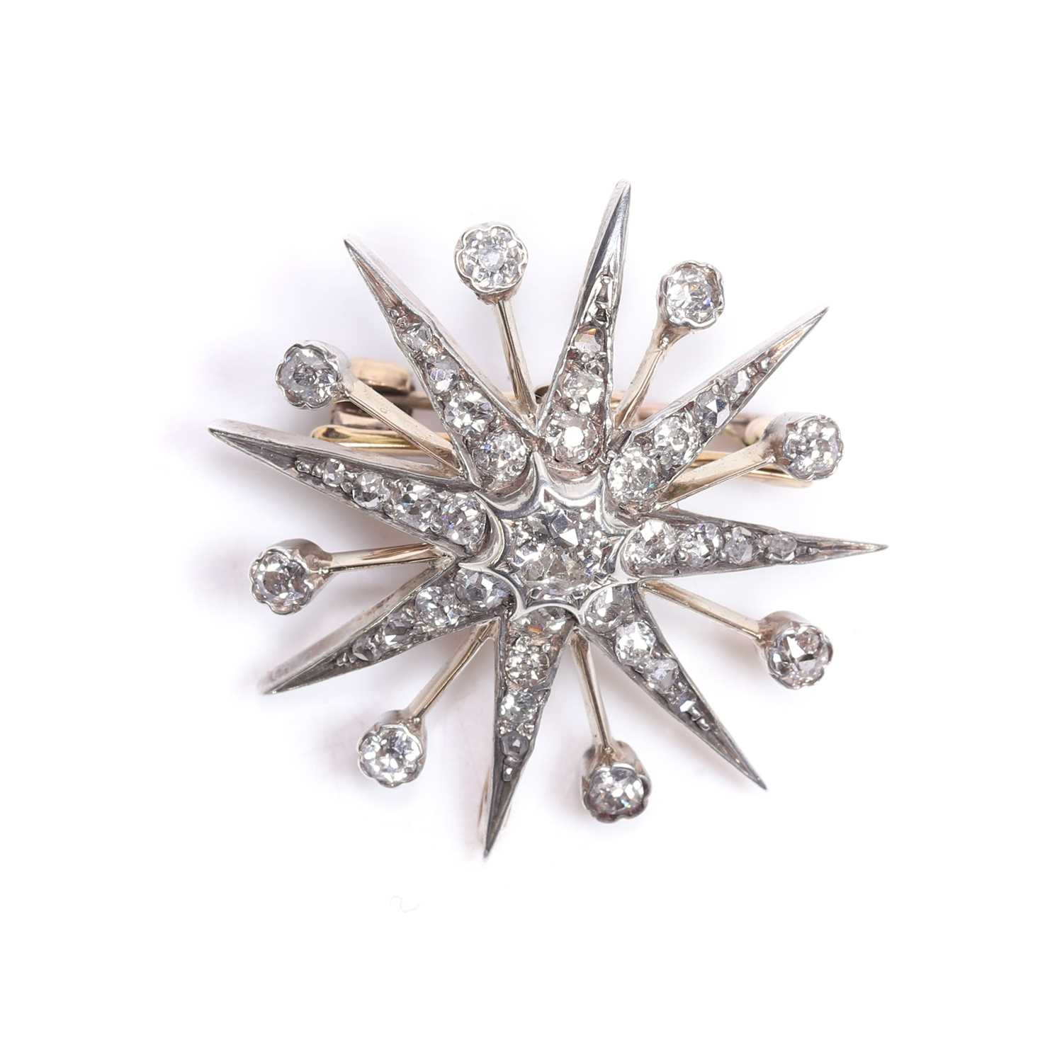 Lot 38 - A late 19th century diamond starburst brooch