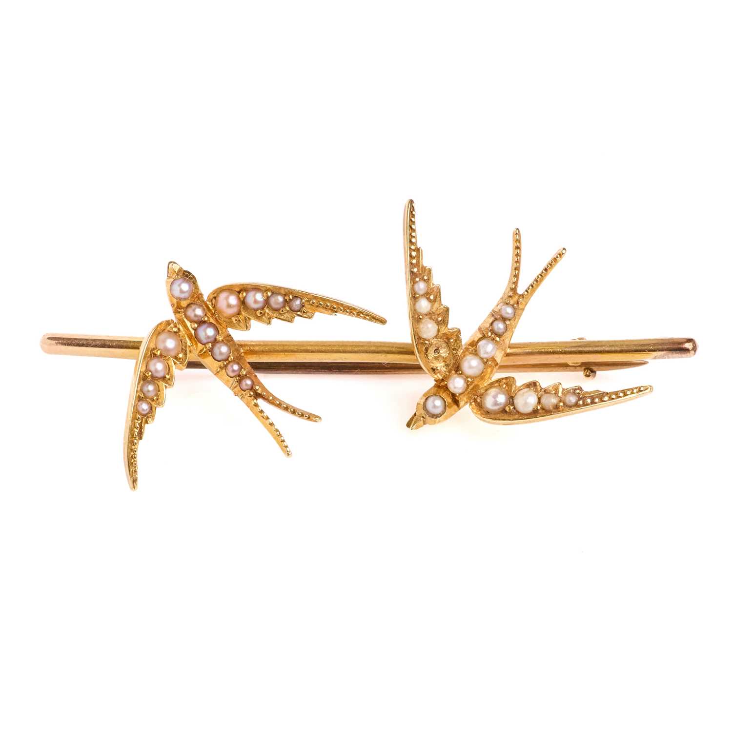 Lot 42 - A Victorian swallow bar brooch