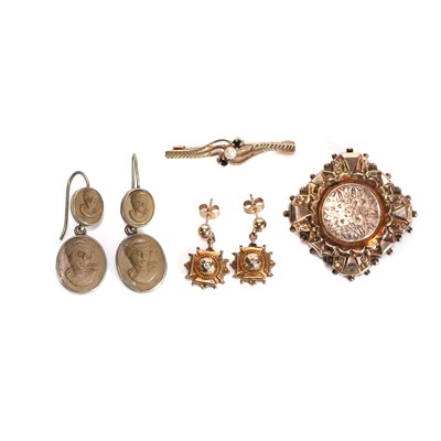 Lot 277 - A group of gold, rolled gold, and costume jewellery