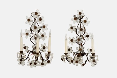 Lot 336 - A pair of cut-glass and gilt-metal wall lights