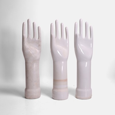 Lot 388 - Three ceramic glove moulds