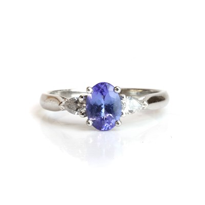 Lot 175 - A platinum tanzanite and diamond ring