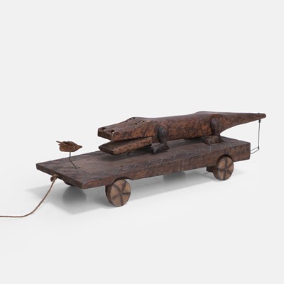 Lot 363 - A folk art pull-along crocodile