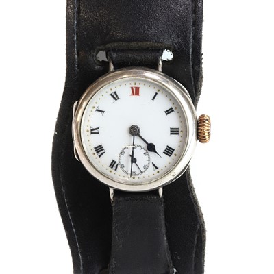 Lot 395 - A silver WW1 Rolex mechanical trench watch
