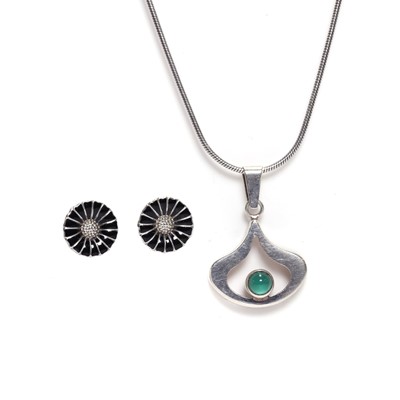 Lot 272 - A pair of Georg Jensen Daisy earrings and a Finnish silver pendant