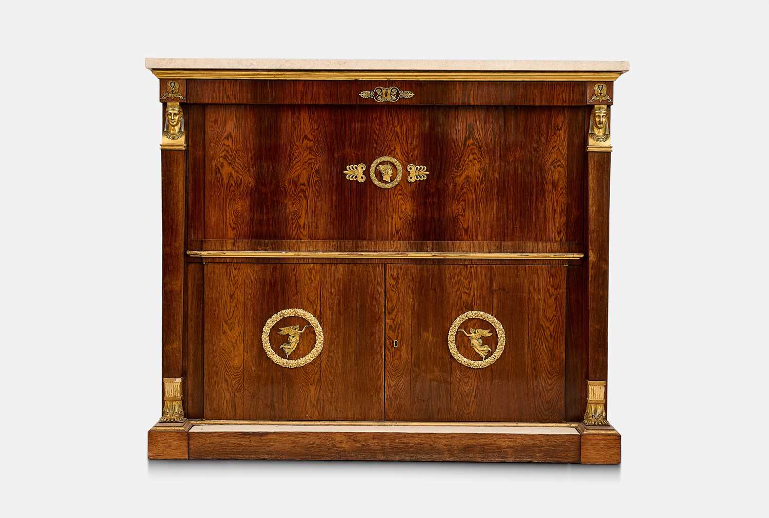 Lot 67 - A rosewood and gilt-metal-mounted secretaire