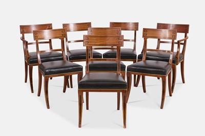 Lot 216 - A set of eight Regency mahogany klismos dining chairs
