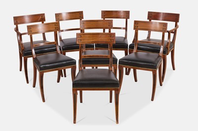 Lot 216 - A set of eight Regency mahogany klismos dining chairs