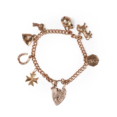 Lot 356 - A 9ct gold charm bracelet