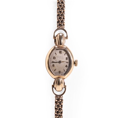 Lot 456 - A ladies' 9ct gold mechanical bracelet watch