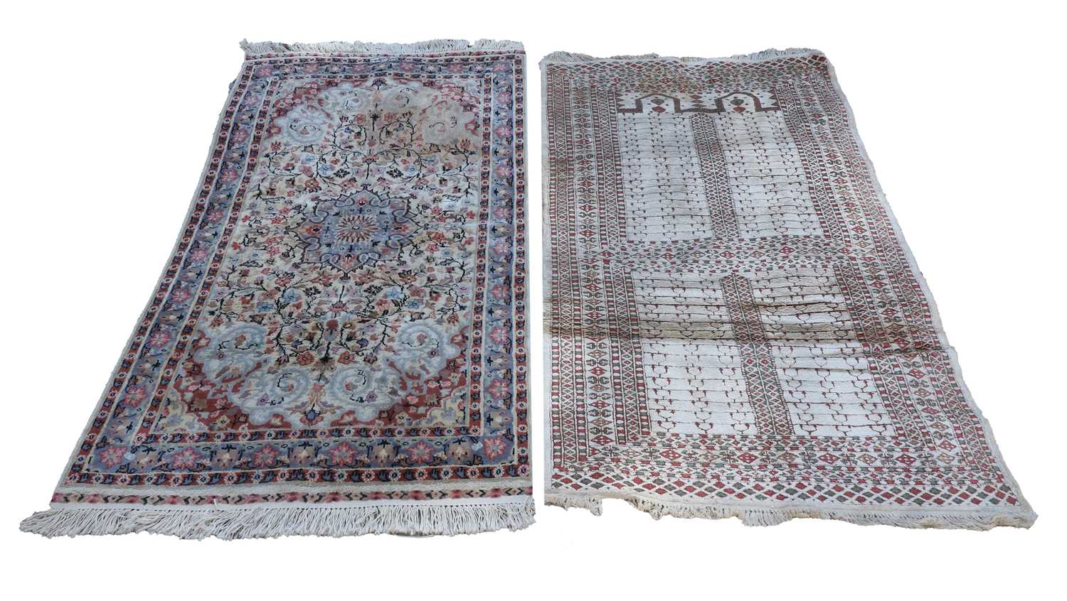Lot 434 - Two silk prayer rugs