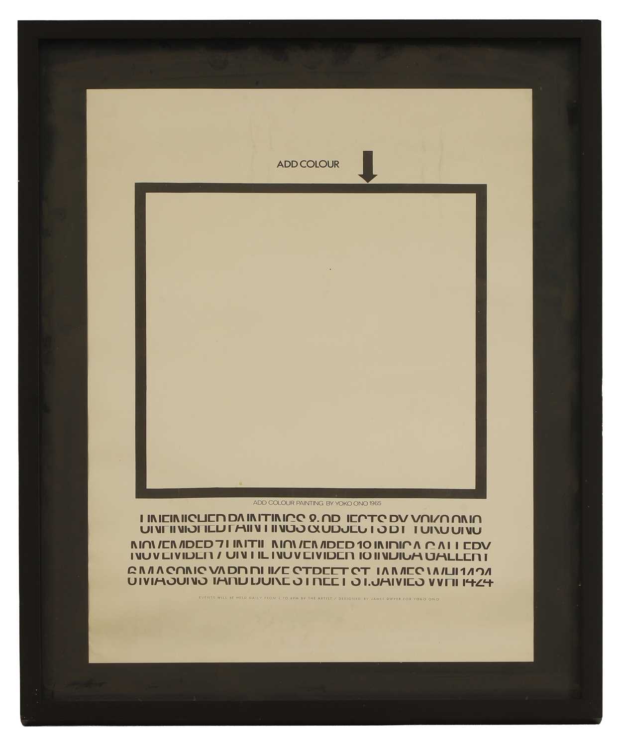Lot 227 - Yoko Ono: an Indica Gallery exhibition poster, 'Unfinished Paintings & Objects'