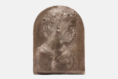 Lot 125 - A plaster relief panel of a child