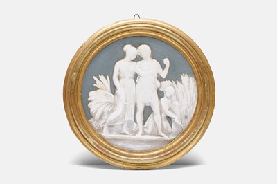 Lot 86 - A relief plaster roundel of 'Youth or Summer'