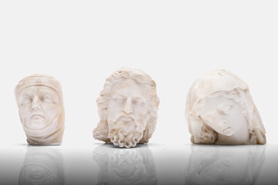 Lot 395 - A collection of three carved alabaster fragments