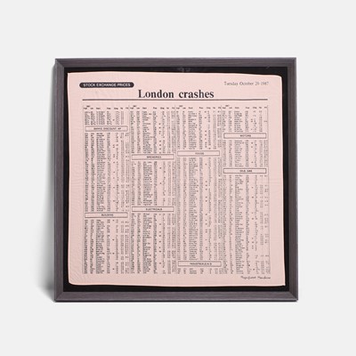 Lot 540 - A novelty Financial Times 'Black Monday' 'Pink 'Un' silk printed handkerchief