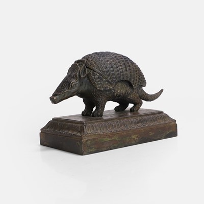 Lot 189 - A bronze armadillo inkwell