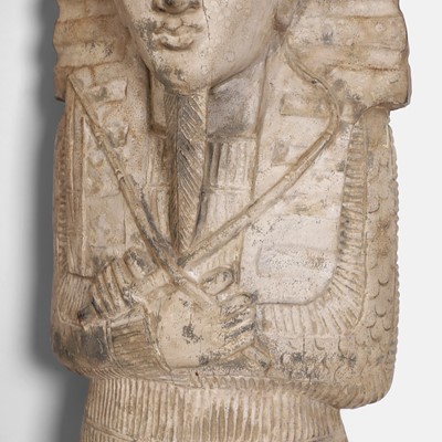 Lot 26 - A carved and painted hardwood figure of the Egyptian God Osiris