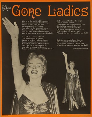 Lot 222 - 'Gone Ladies' poem poster 'For Pauline Boty'