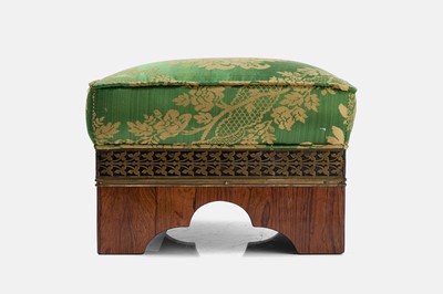 Lot 152 - A Regency upholstered rosewood and brass footstool