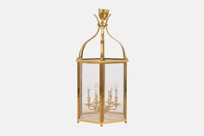 Lot 214 - A large Regency-style brass and glass hall lantern