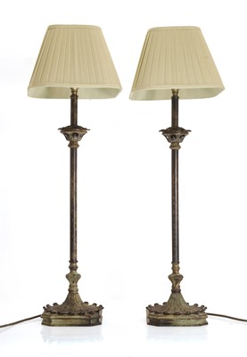Lot 472 - A pair of bronze table lamps