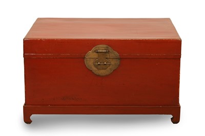 Lot 513 - A small Chinese red lacquer trunk