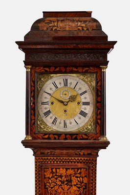 Lot A Queen Anne marquetry longcase clock by Sam Barrow, Hermatage, London