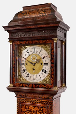 Lot A Queen Anne marquetry longcase clock by Sam Barrow, Hermatage, London