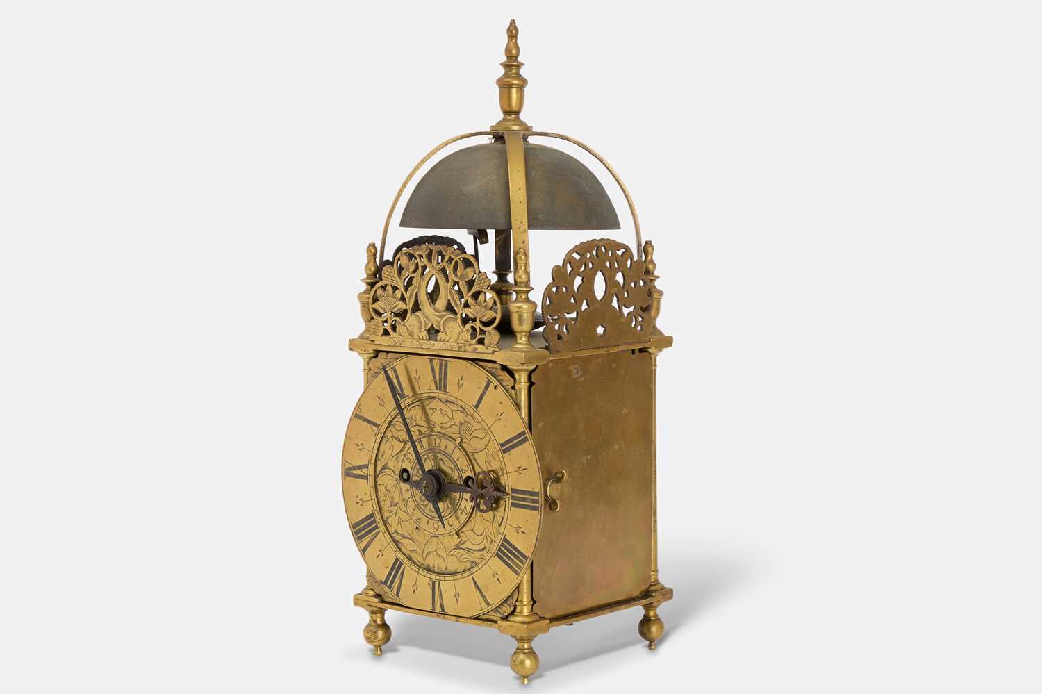 Lot 279 - A William III brass lantern clock by John Clowes, London