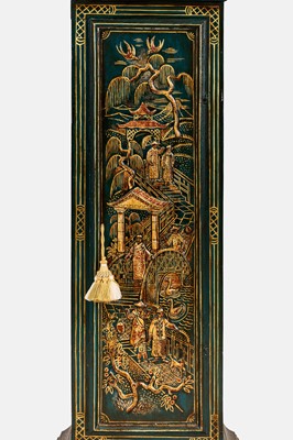 Lot 287 - A George II lacquer and parcel-gilt longcase clock by Nathaniel Hedge, Colchester
