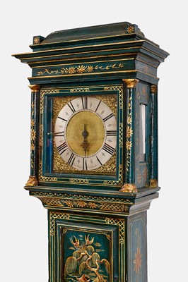 Lot 287 - A George II lacquer and parcel-gilt longcase clock by Nathaniel Hedge, Colchester